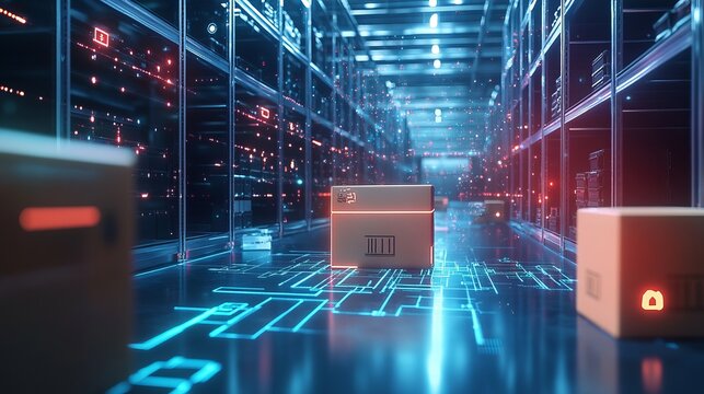Smart Warehouse Management with IoT Technology for Efficient Package Handling and Delivery - Powered by Adobe
