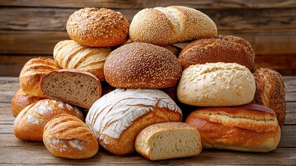 Fresh Artisan Bread Loaves Stacked Together