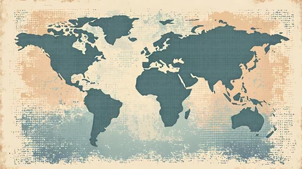 Tableau sur toile Carte du monde Vintage world map with grunge texture.  © Raffaza