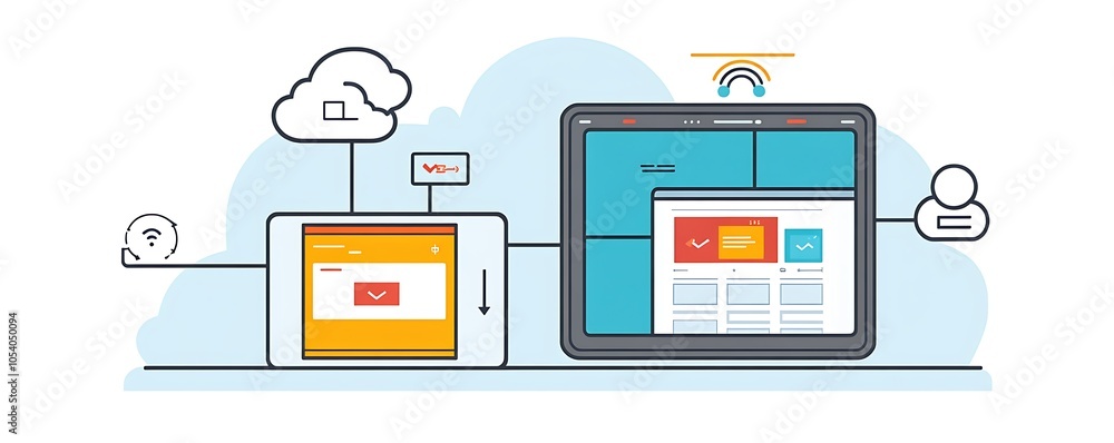 Poster digital devices displaying web content with cloud connectivity and user interaction.