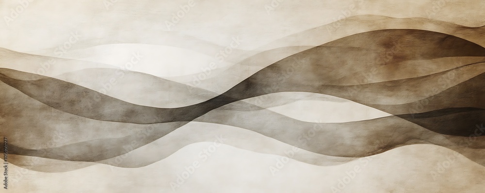 Poster abstract wavy lines in soft earthy tones create a calming, artistic background.