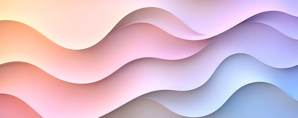 Fototapeta premium Soft, flowing pastel waves create a serene and modern background design.