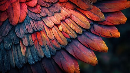 Obraz premium Intricate Close-Up of Colorful Bird Wings