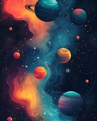Naklejka premium Exploring the cosmic wonders a journey through space and planets