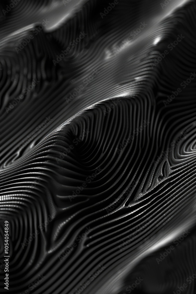 Poster black and white image of a wave with a very smooth texture. the image has a very abstract and artist