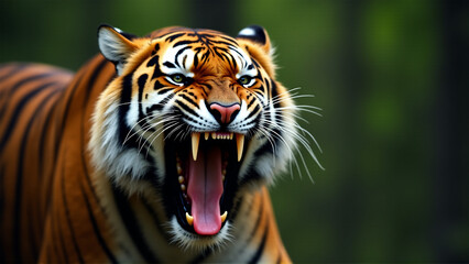 Obraz premium tiger roaring in the woods