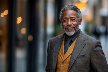 Obraz premium Portrait of a Smiling Older Man in a Suit