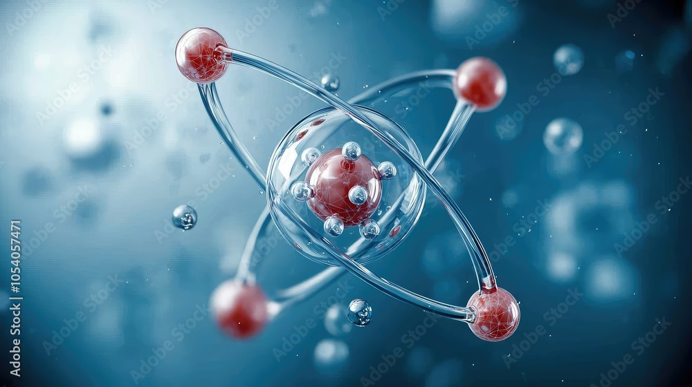 Poster animated 3d atomic structure with rotating electrons