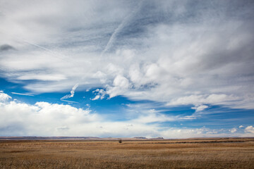 Fototapeta premium Vast Open Landscape With Expansive Sky And Rolling Clouds