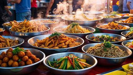 Obraz premium Vibrant Street Food Market Scene