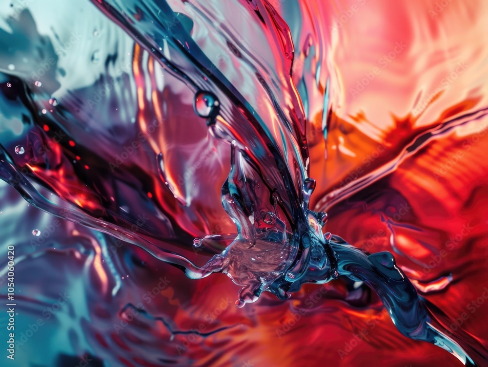 Aufkleber splash of water with a splash of red and blue. the splash of water is in the middle of the image and