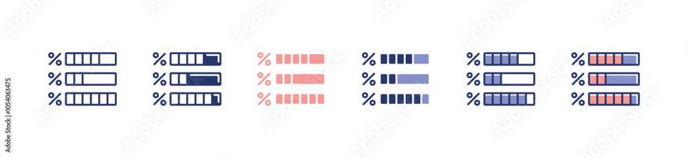 Poster simple progress bar percentage icon set business evaluation statistics result presentation percent g