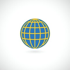 Obraz premium Simple flat globe icon, representing global connectivity, centered on a clean white background