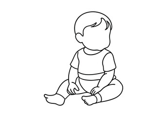 Continuous Line Art of a Baby Boy Sitting. Minimalist and Adorable Design