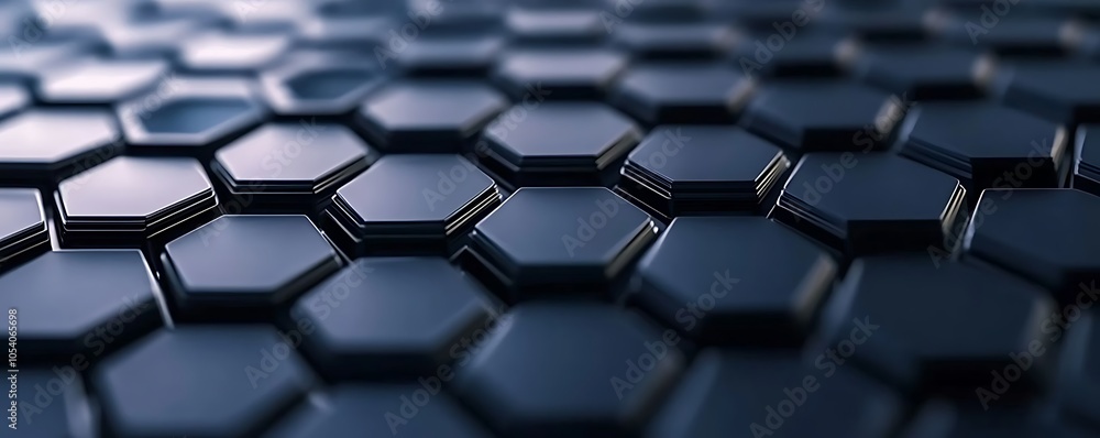 Poster a close-up view of hexagonal patterns, showcasing a sleek, modern design.