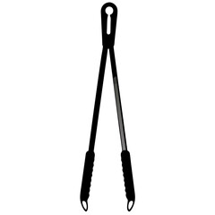 Fried tongs black icon, food tongs silhouette vector illustration in trendy style. Much needed for creative design materials. BBQ vector, icon, silhouette