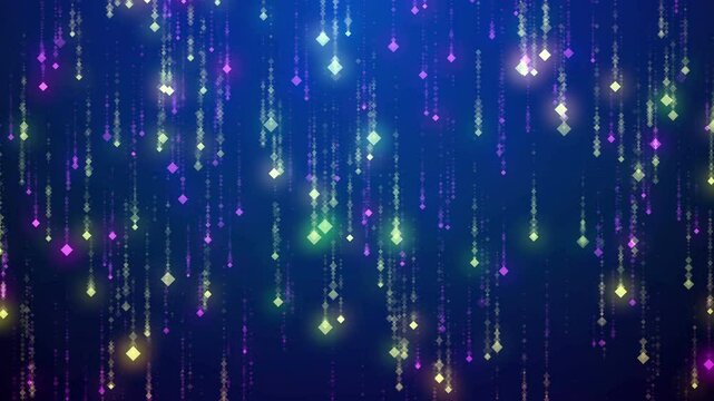 Falling glowing gold streak cascading rain line particles , 4K ,3d abstract animation of particle background.
