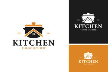 Logo vector of hot pot with house design illustration