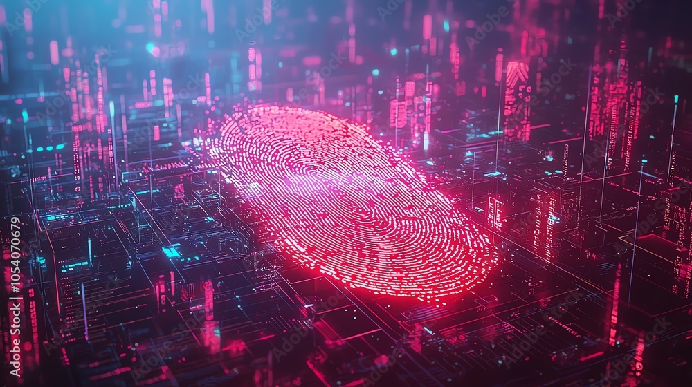 Aufkleber futuristic digital representation of data in vibrant colors, showcasing a glowing shape amidst a net