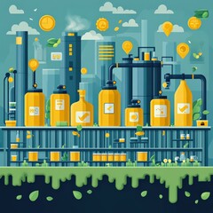 Vector infographic on the eco-friendly production of laundry detergent