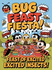 Fototapeta premium Fun Comic Style Bug Feast Fiesta Illustration