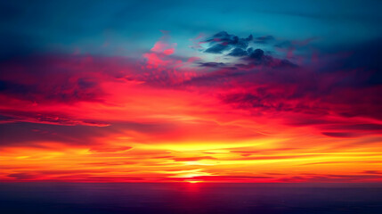 Fototapeta premium Vivid sunset over the ocean with dramatic clouds.