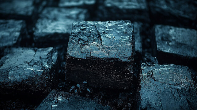 coal chunks with a rugged texture and dark tones, symbolizing strength, resilience, and industrial power. Ideal for concepts of energy, transformation, or elemental force