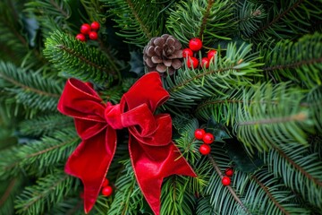 Festive Holiday Wreath Close-up