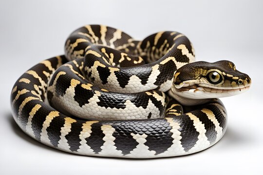 Carpet python on white background, Ai Generated