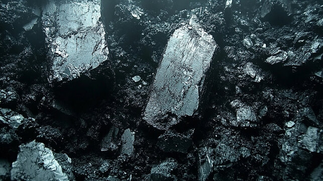 coal chunks with a rugged texture and dark tones, symbolizing strength, resilience, and industrial power. Ideal for concepts of energy, transformation, or elemental force