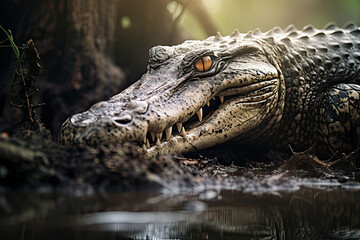 Obraz premium Exploring Crocodile Skin and Scales Through Microphotography