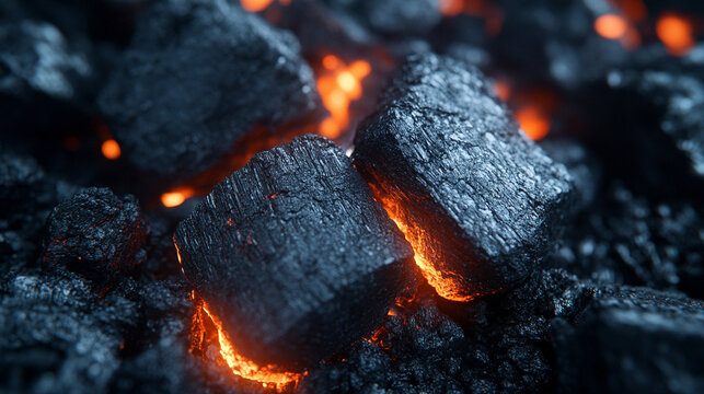 coal chunks with a rugged texture and dark tones, symbolizing strength, resilience, and industrial power. Ideal for concepts of energy, transformation, or elemental force