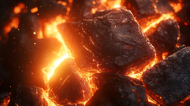 coal chunks with a rugged texture and dark tones, symbolizing strength, resilience, and industrial power. Ideal for concepts of energy, transformation, or elemental force