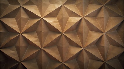 Fototapeta premium Brown paper folded into a geometric pattern creating a textured background