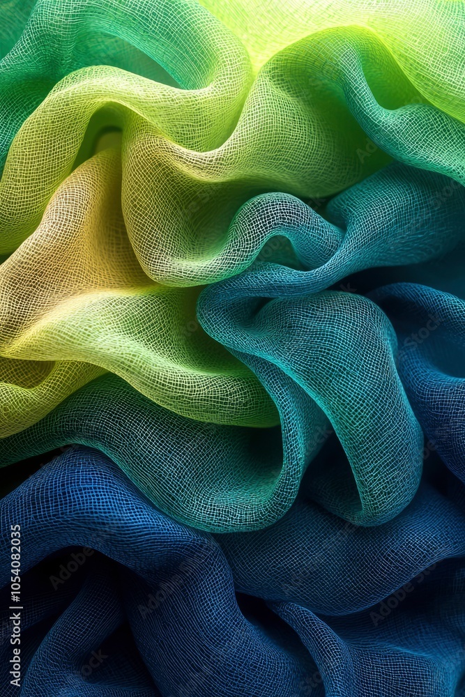 Poster abstract close-up of multicolored layered netting fabric
