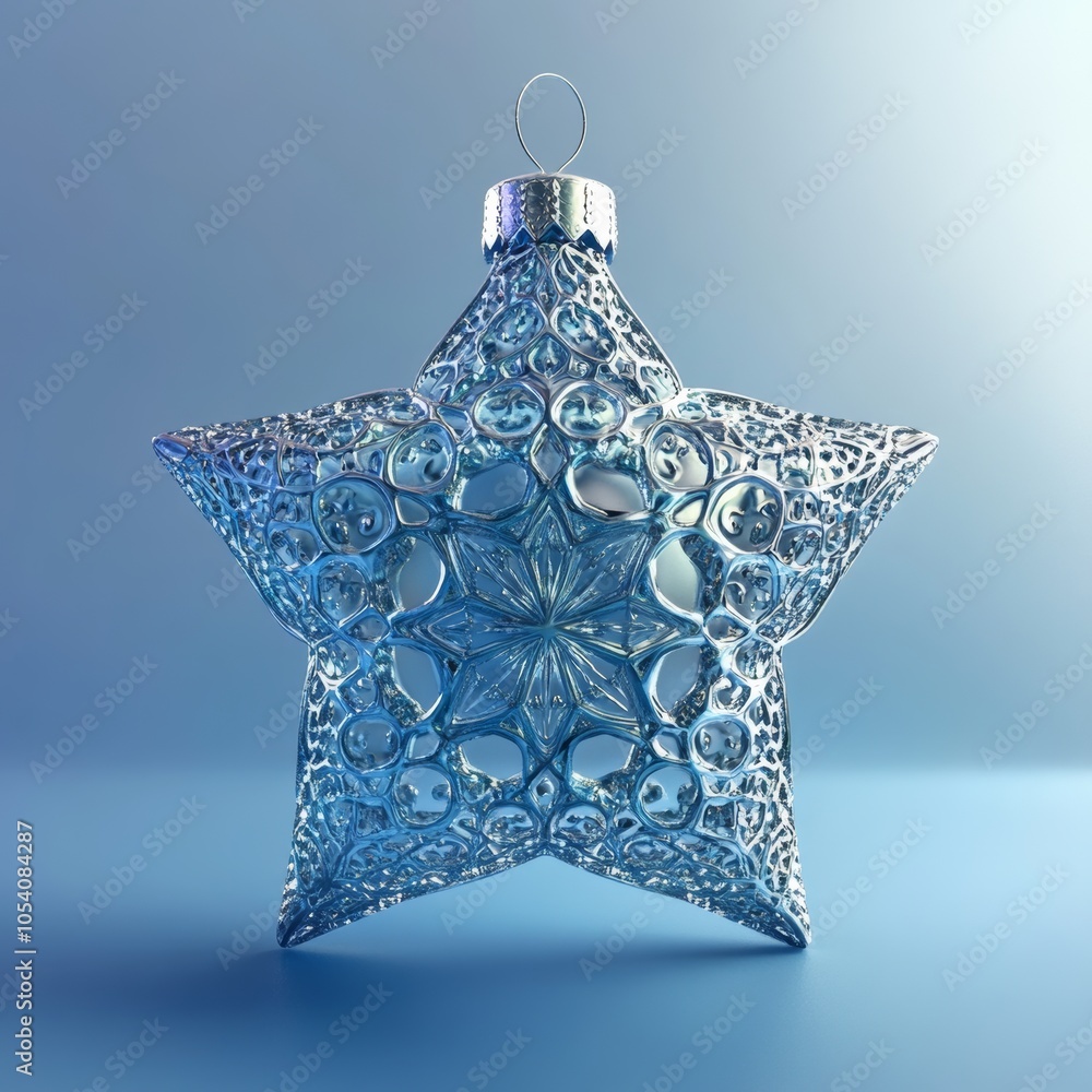 Poster a minimalist 3d ornament shaped like a star, designed with intricate patterns and shimmering texture