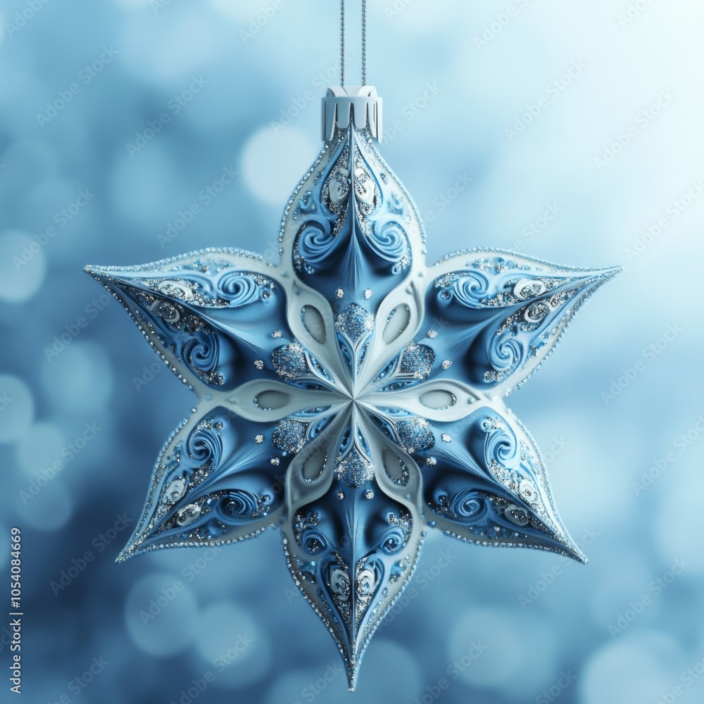 Poster a minimalist 3d ornament shaped like a star, designed with intricate patterns and shimmering texture