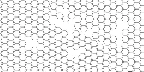 Vector geometric seamless texture symbol. Hexagon, bees hive cells pattern. Bee honey shapes. Abstract pattern with hexagonal white and gray technology line paper background.   Stylish grid texture. 