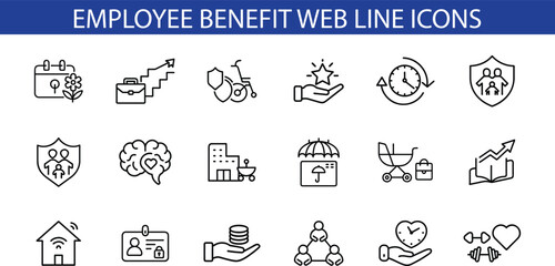 Employee Benefit Web Line Icons Set Design
