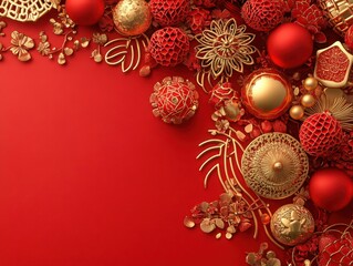Festive Chinese New Year background featuring red and gold elements, symbolizing luck and prosperity.
