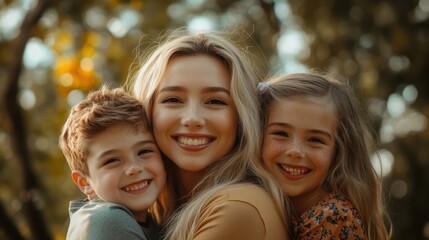 Fototapeta premium The Smiling Family Enjoying Together
