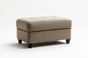 a rectangular ottoman upholstered in soft fabric