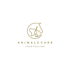 animal care logo horse and dog vector illustration
