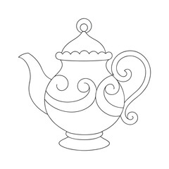 Ornate Teapot Line Art Vector Illustration.