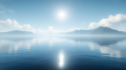 Fototapeta premium tranquil blend of soft blue and white gradients creates a serene backdrop, symbolizing calmness, purity, and introspection. The gentle hues evoke peace, clarity, and mental refreshment, ideal for well