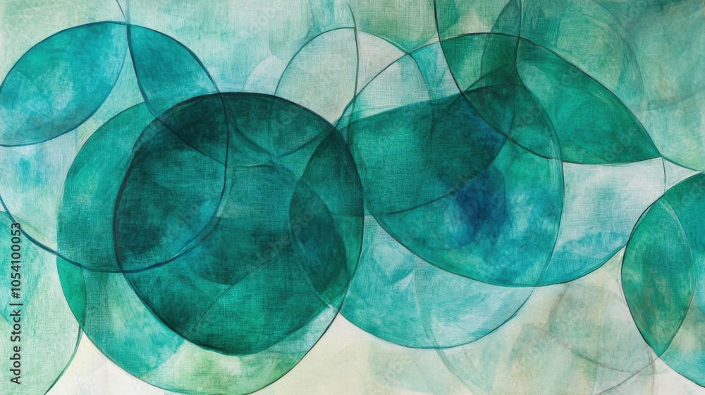 Poster overlapping translucent green circular shapes