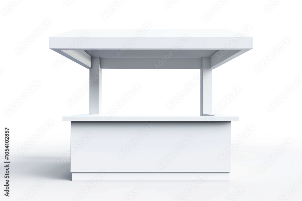 Aufkleber white canopy with a white counter top. the canopy is open and the counter top is empty