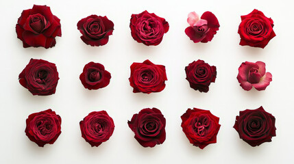 Fototapeta premium Fresh Red Roses Displayed on White Background