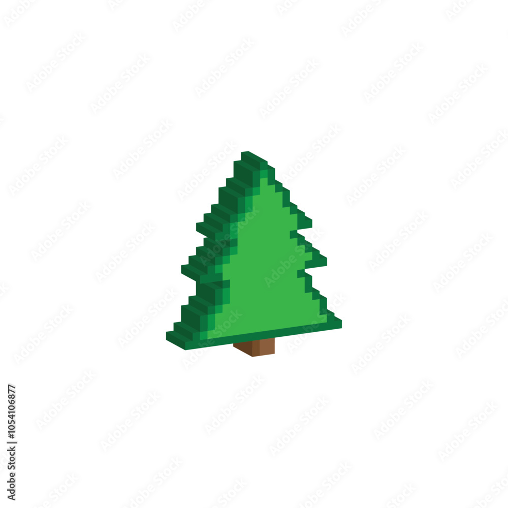 Aufkleber isometric pixel art christmas tree vector icon pixel element for 8 bit game