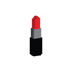 isometric pixel lipstick icon. Vector pixel art lipstick 8 bit logo for game
